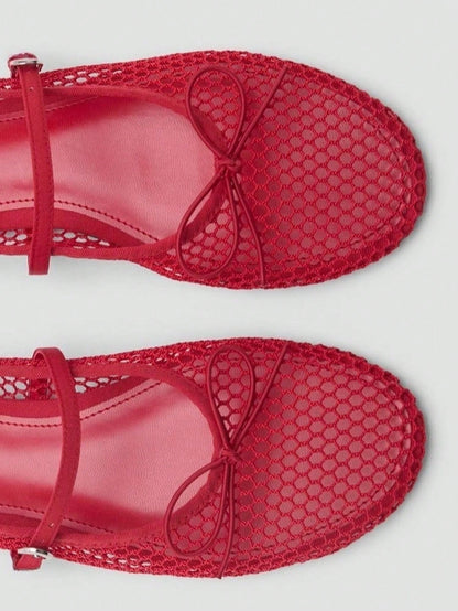 Bowknot Mesh Hollow Low Vamp Flat Shoes|LCDEGO