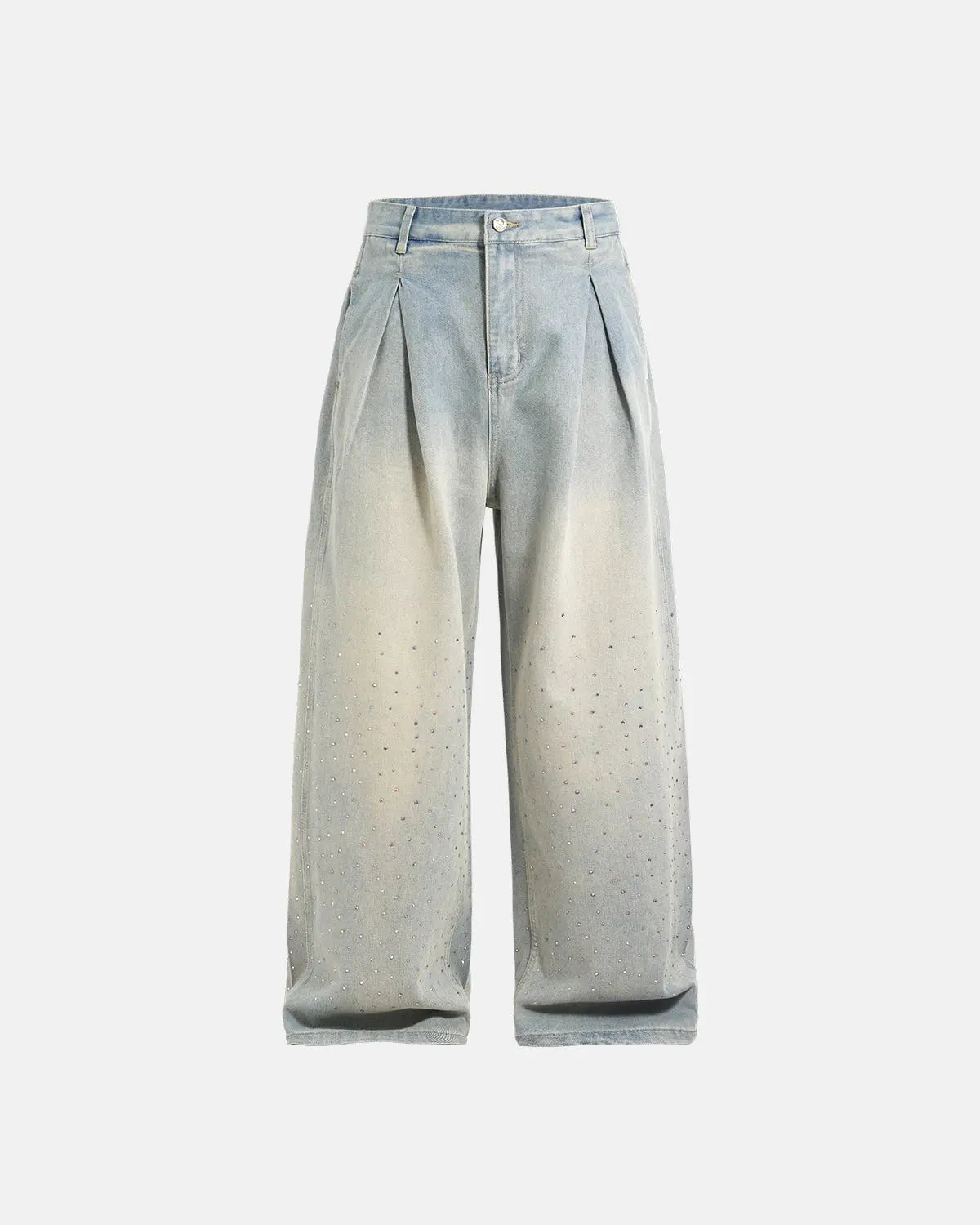 Washed Rhinestone Baggy Jeans | LCDEGO Streetwear