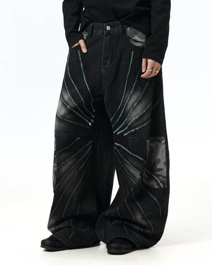 Spray Graphic Camo Barrel Jeans | LCDEGO Streetwear