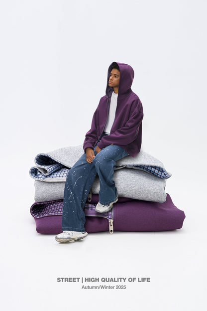 Boxy Fit Plaid Reversible Jacket | LCDEGO Streetwear