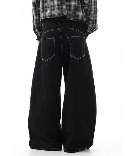 Raw Metal Clasp Baggy Jeans | LCDEGO Streetwear