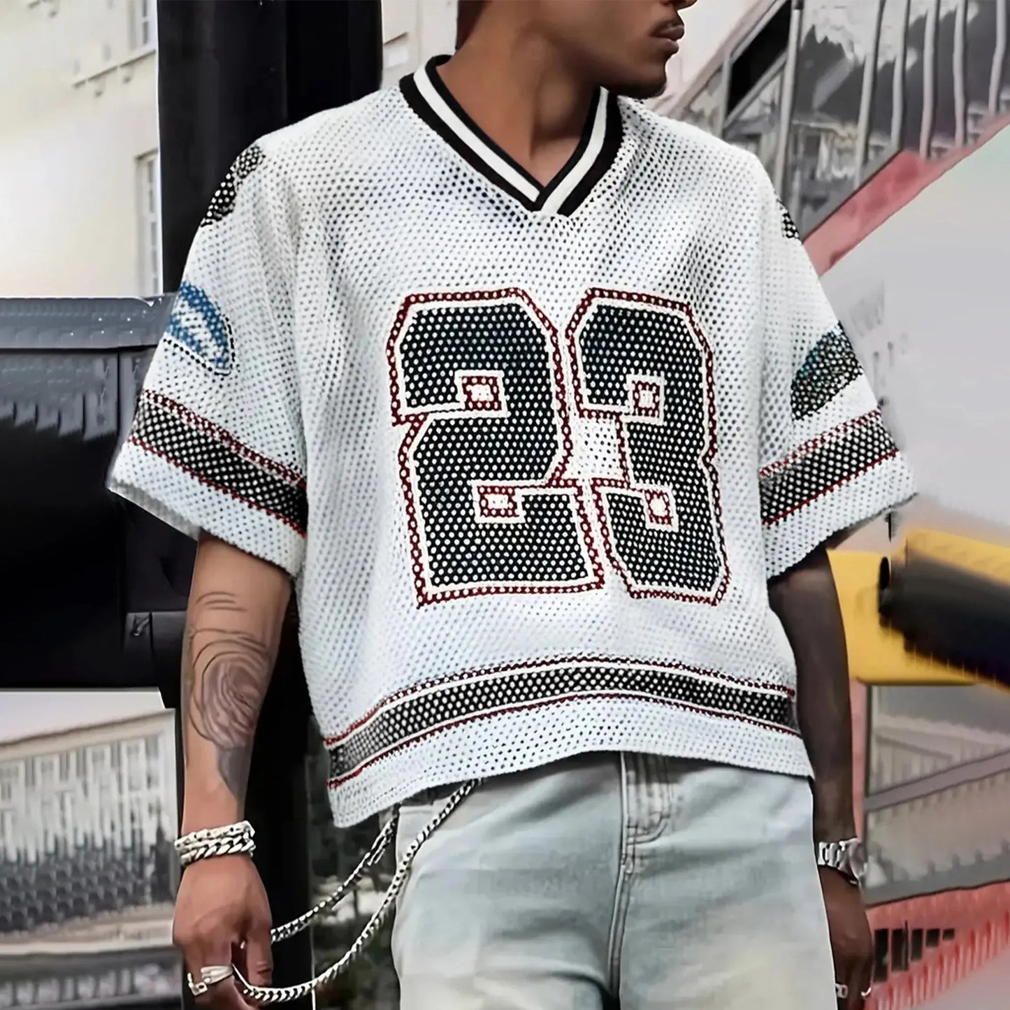 23 Patchwork Mesh Jersey | LCDEGO Streetwear