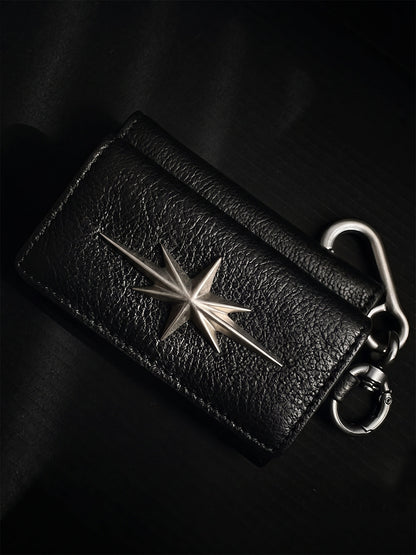 Streetwear Star Emblem Leather & Leopard Keychain Charm