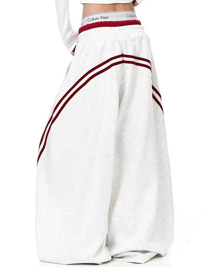 Grey Striped Baggy Sweatpants | LCDEGO Streetwear