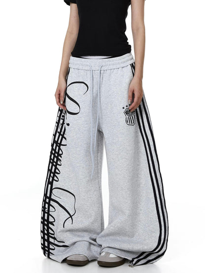 Script Stripe Baggy Sweatpants| LCDEGO Streetwear