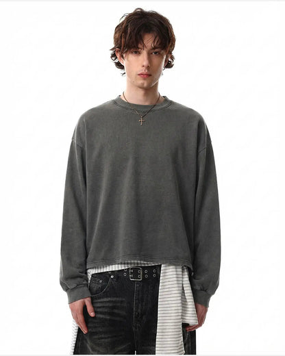 Distressed Washed Long Sleeve Tees | LCDEGO Streetwear
