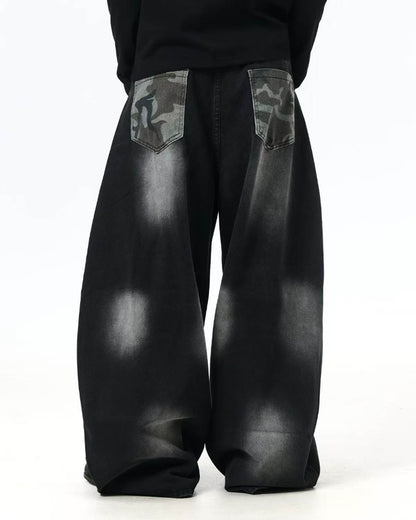 Spray Graphic Camo Barrel Jeans | LCDEGO Streetwear