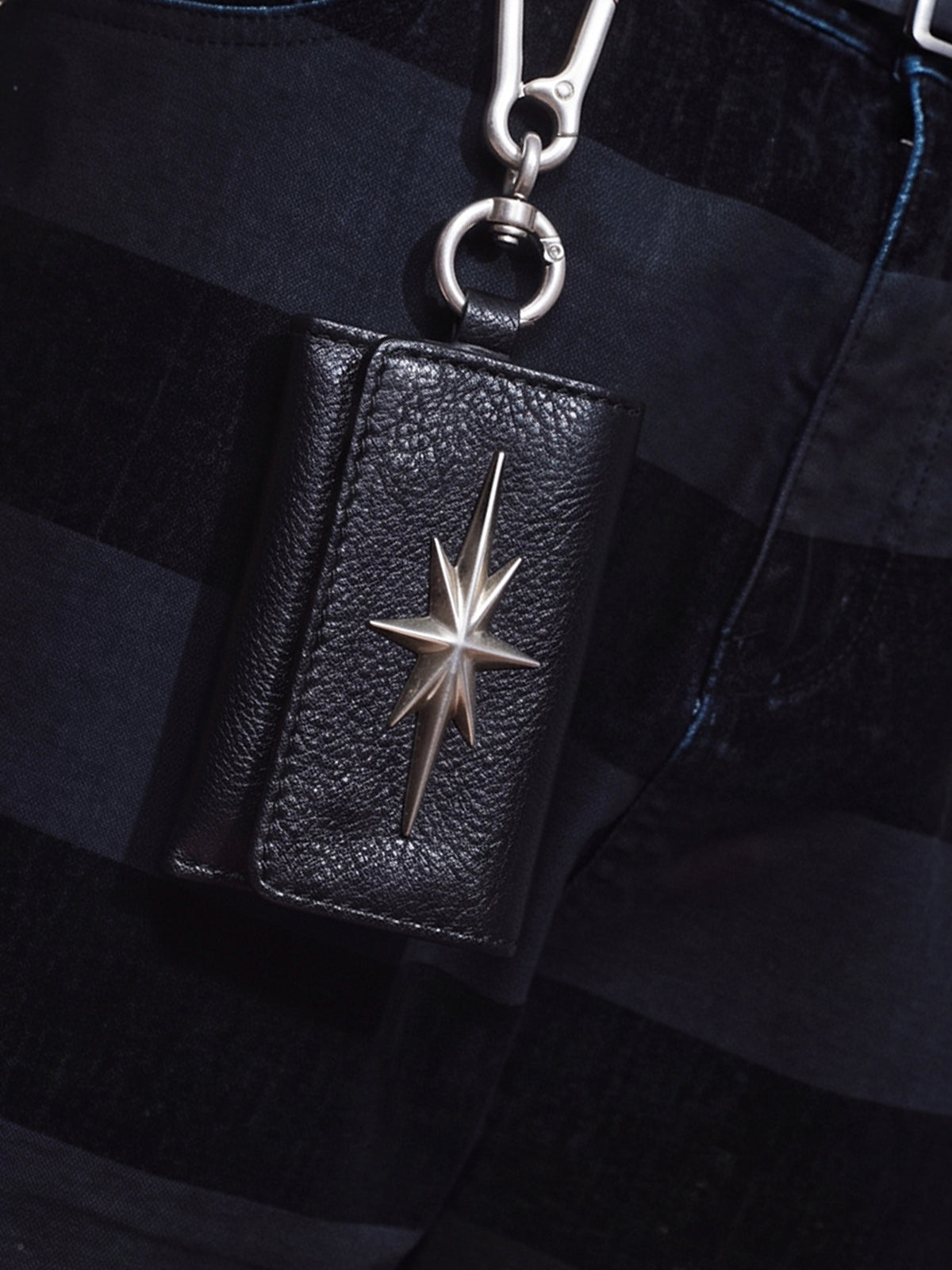 Streetwear Star Emblem Leather & Leopard Keychain Charm