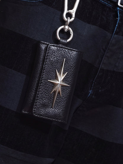 Streetwear Star Emblem Leather & Leopard Keychain Charm