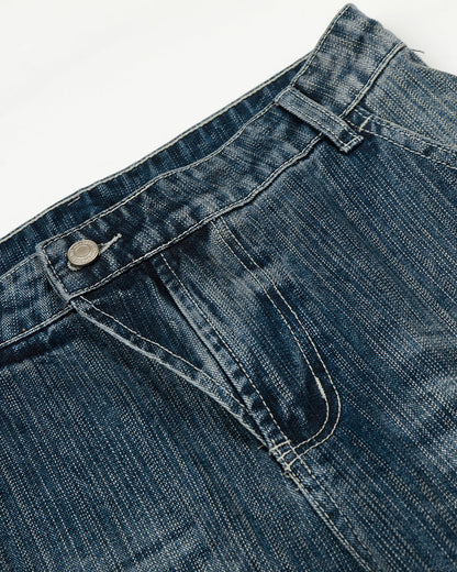 Textured Bamboo Weave Denim Jeans | LCDEGO Streetwear