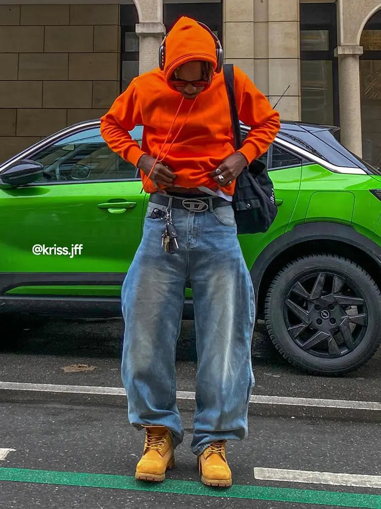 LCDEGO Brand Washed Baggy Denim Pants