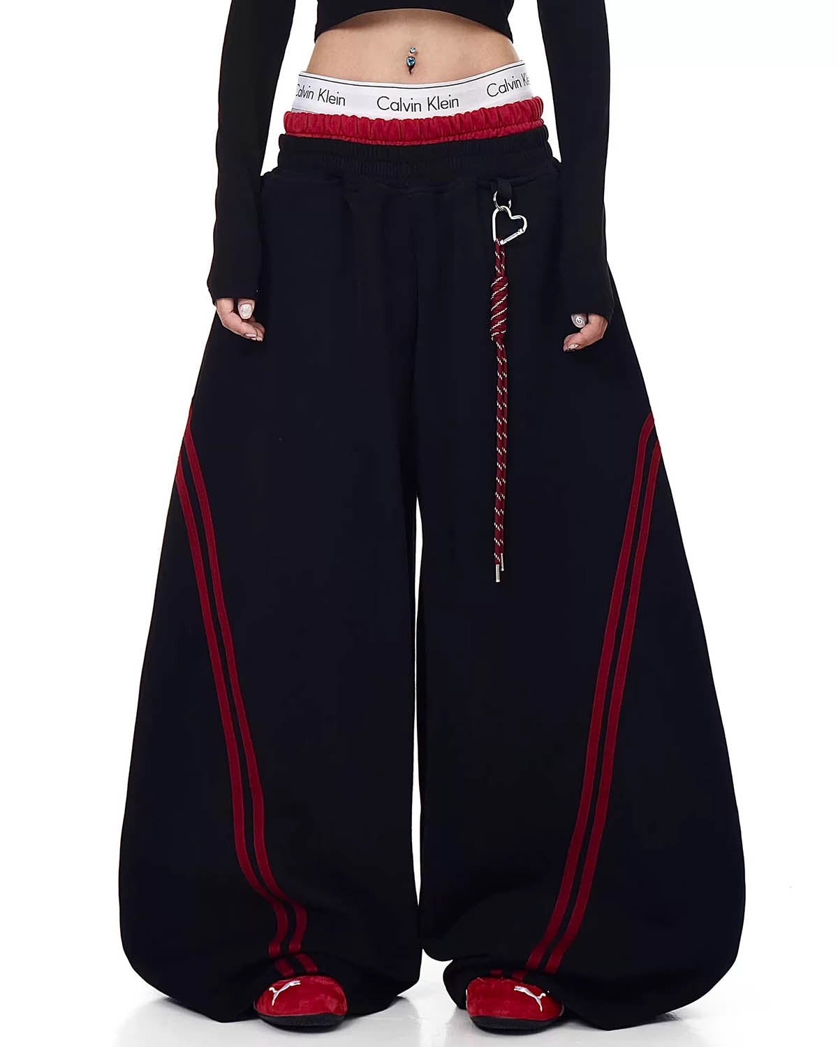 Grey Striped Baggy Sweatpants | LCDEGO Streetwear