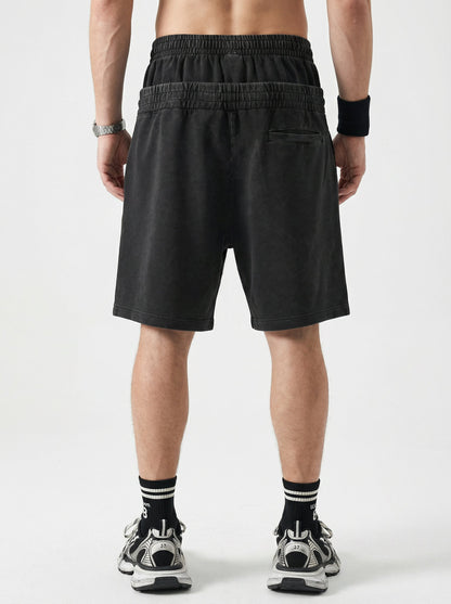 Double Waist Acid Wash Sweat Shorts | LCDEGO Streetwear
