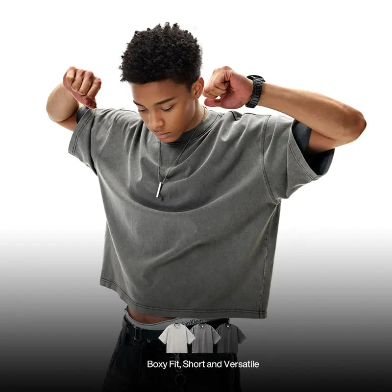 Heavy Boxy Fit Washed Tees | LCDEGO Streetwear
