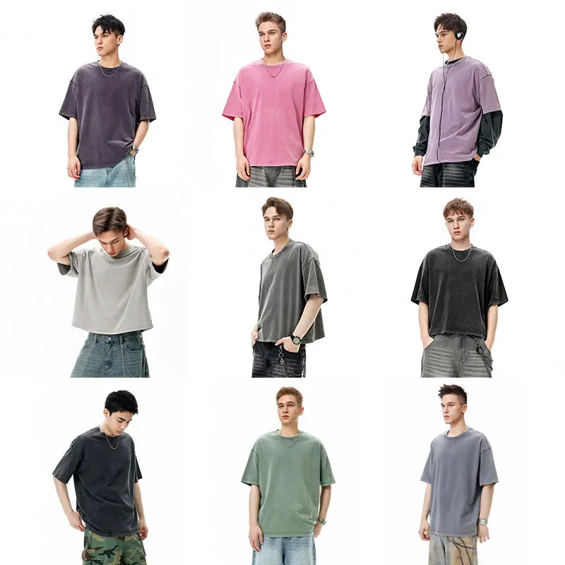Heavy Boxy Fit Washed Tees | LCDEGO Streetwear