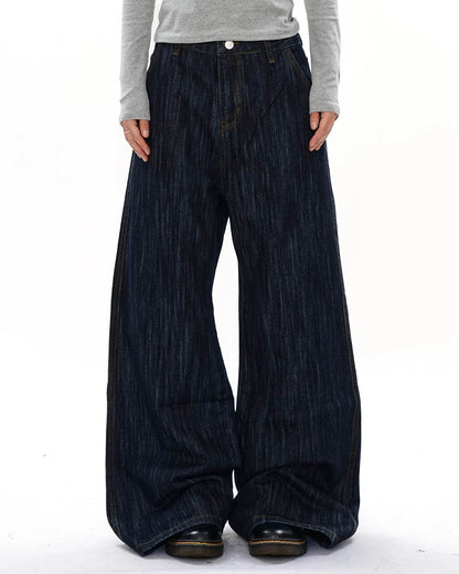 Dark Indigo Wide Bootcut Jeans | LCDEGO Streetwear
