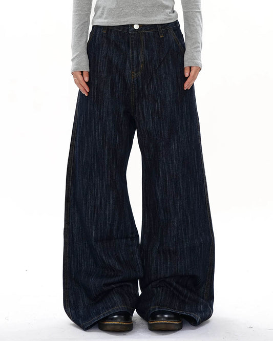 Dark Indigo Wide Bootcut Jeans | LCDEGO Streetwear