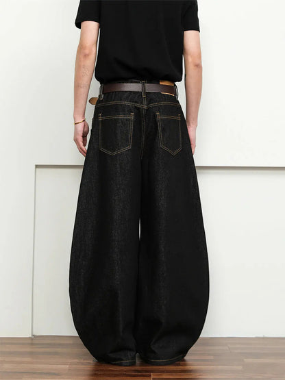 Pocket Embroidery Raw Barrel Jeans | LCDEGO Streetwear