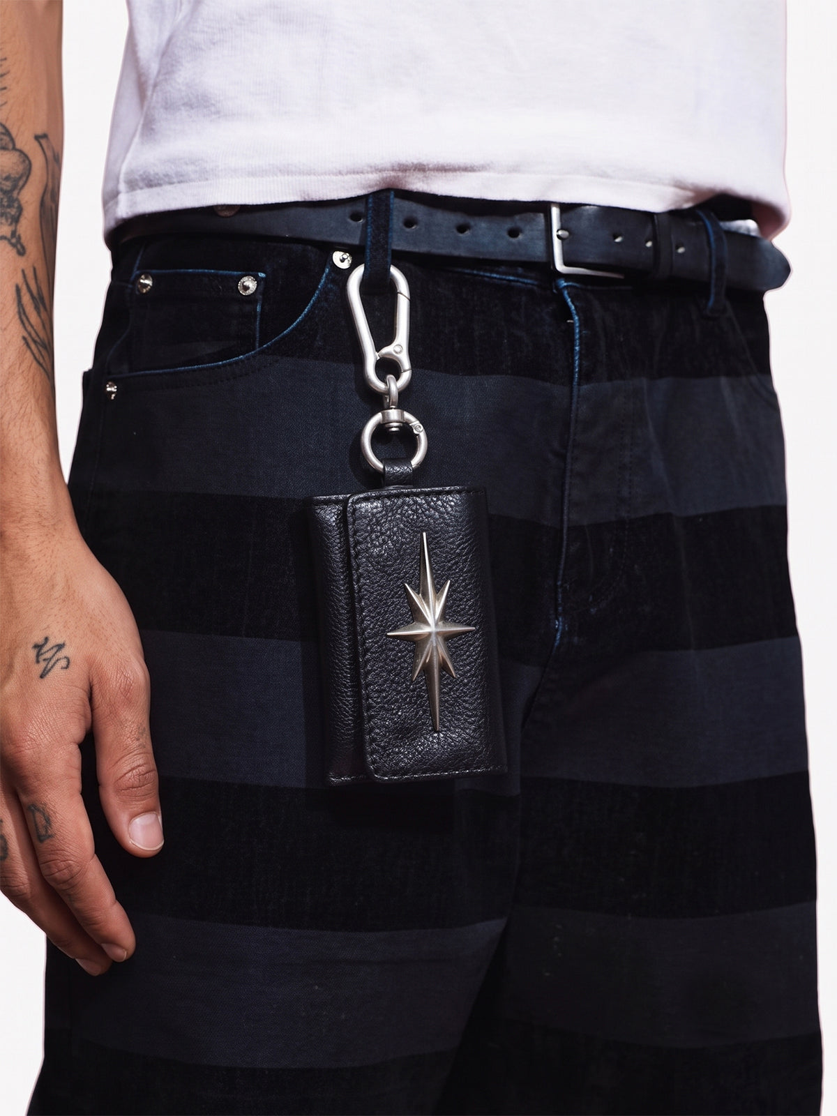 Streetwear Star Emblem Leather & Leopard Keychain Charm